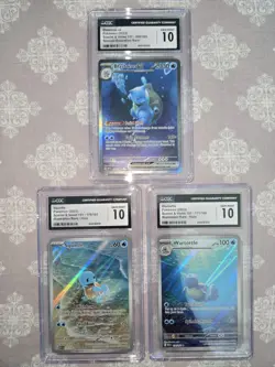 CGC 10 Pokemon 151 Squirtle, Wartortle, Blastoise ex 200/165 Sequential Set - Image 1