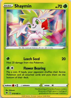Shaymin 015/185 Holo Rare Vivid Voltage Pokemon NM - Image 1