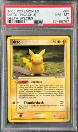 2005 Pokemon EX Delta Species 63 Ditto [Pikachu] PSA 8 NM-MT - Image 1