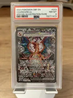 Pokemon TCG Charizard EX Card Scarlet Violet Obsidian Flames 223/197 PSA 8 - Image 1