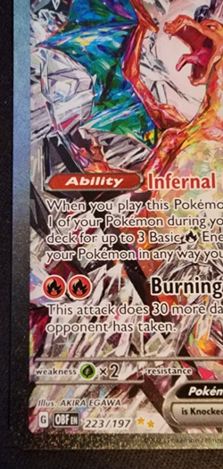 Pokemon TCG Charizard ex Sv03: Obsidian Flames 223/197 Holo Special Illustration - Image 5