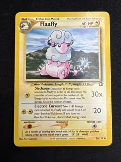Flaaffy 34/111 Neo Genesis Unlimited 2000 Pokemon Card Uncommon LP - Image 1