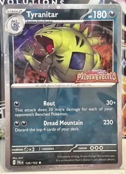 Pokemon Paldea Evolved TCG Holo Holographic Promo Card - Tyranitar (135/193) - Image 1