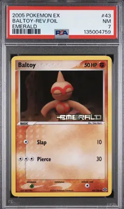 Pokemon TCG EX Emerald Reverse Holo Baltoy 43 PSA 7 Near Mint - Image 1