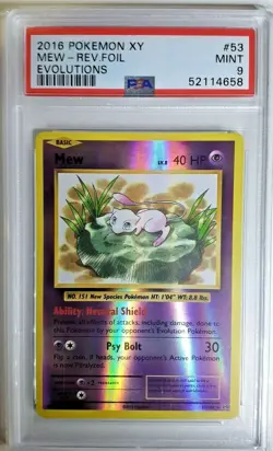 2016 Pokemon Mew 53/108 Reverse Foil XY Evolutions - PSA 9 Mint - Image 1