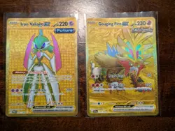 Pokemon Iron Valiant ex 261/182 (Paradox Rift) + Gouging Fire ex 214/162 - Gold - Image 1