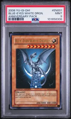 Yugioh 2008 Blue Eye White Dragon YAP1-EN001 PSA 9 LOW POP Anniversary Edition - Image 1