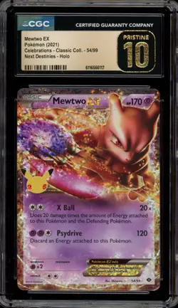 Pokemon Mewtwo EX Celebrations Classic Coll. Next Destinies #54 CGC 10 Pristine - Image 1
