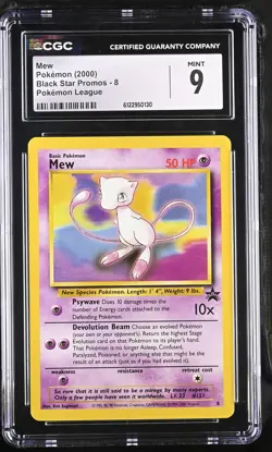 CGC 9 MINT Mew 2000 Black Star Promos 8 Pokemon League Pokemon Card - Image 1