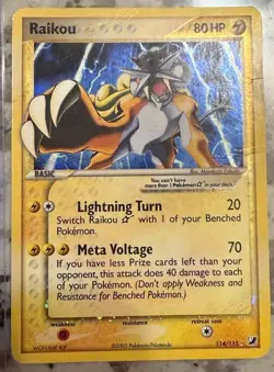 Pokemon Unseen Forces - Raikou Gold Star 114/115 - Holofoil - LP - Image 1