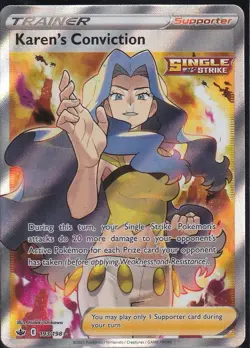 Pokemon TCG Karen's Conviction (Full Art) Ultra SWSH06: Chilling Reign 193/198 - Image 1