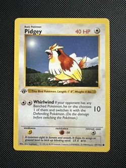 Pokemon TCG Pidgey 57/102 Base Set 1st Edition Shadowless - Image 1