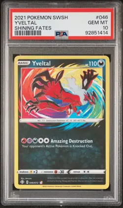 Pokemon Card Yveltal 046/072 Holo Amazing Rare Shining Fates PSA 10 GEM MINT - Image 1