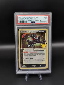PSA 9 Greninja Gold Star SWSH144 Celebrations ETB Black Star Promo Pokemon Card - Image 1