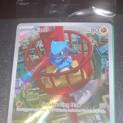 Pokemon Riolu 010 MEP Promo Full Art Holo 80 HP Accelerating Stab Basic Card - Image 3
