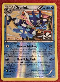 Pokemon TCG League Greninja 40/122 Breakpoint Reverse Holo 3rd Place Prize Card - Image 1