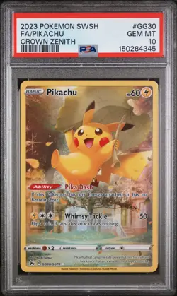 2023 POKEMON SWORD & SHIELD CROWN ZENITH #GG30 FULL ART/PIKACHU PSA 10 - Image 1