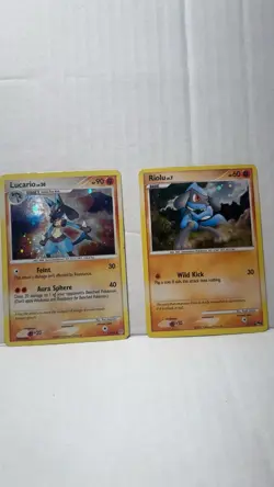 Pokemon Lucario 6/130 & Riolu 8/17 Holo 2007 Lot. Diamond and Pearl. - Image 1
