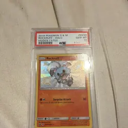 PSA 10 Pokemon 2019 Hidden Fates Rockruff SV23/SV94 Holo Gem Mint English Card - Image 1