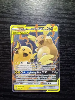 Pokemon Card - Raichu & Alolan Raichu GX Unified Minds 54/236 Ultra Rare - Image 1