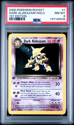 Pokemon PSA 8 1st Edition Dark Alakazam 1/82 Team Rocket Holo - Image 1