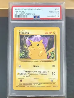 1999 POKEMON GAME YELLOW CHEEKS #58 PIKACHU PSA 10 - Image 3