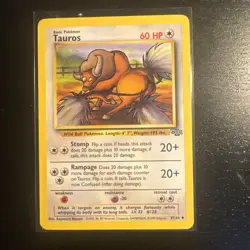Pokemon TCG Tauros Jungle Card 47/64 Unlimited Uncommon WOTC - Image 1