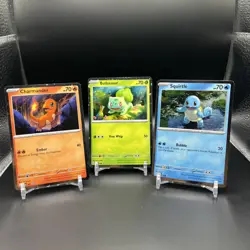 Pokemon 151 Promo Starter Cards Charmander, Squirtle, and Bulbasaur Cosmos Holo - Image 1