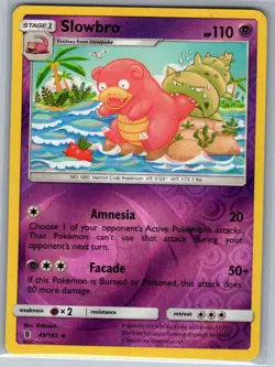 Slowbro 49/145 Reverse Holo SM - Guardians Rising - Pokemon Card - NM - Image 1
