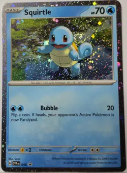 Squirtle Double Fart Swirls 🌀 Cosmo Holo 048 Black Star Promo Rare 151 Pokemon - Image 1