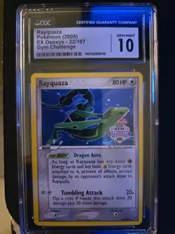 2005 POKEMON EX DEOXYS GYM CHALLENGE #22 RAYQUAZA CGC 10 - Image 1