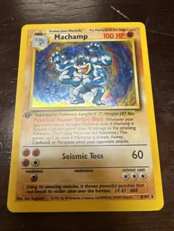 Pokemon TCG Machamp Holo Rare 1st Edition Base Set #8/102 NM Condition 1999 WOTC - Image 1