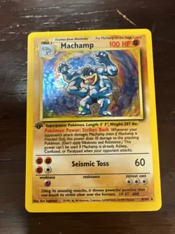 Pokemon TCG Machamp Holo Rare 1st Edition Base Set #8/102 NM Condition 1999 WOTC - Image 4
