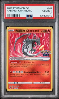 Radiant Charizard 011/078 Pokemon GO Holo PSA 10 Graded GEM MINT - Image 1