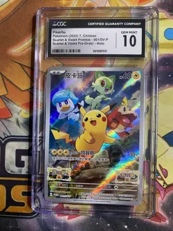 CGC 10 GEM MINT Pikachu 001/SV-P Promo Pokemon Card Scarlet & Violet - Image 1