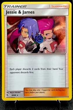 Jessie & James 58/68 NM Holo Rare Team Rocket Adorable Blue Rose Pokemon Card! - Image 1