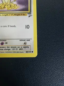 Pokemon Card Meowth 80/130 Base Set 2 Common WOTC - Image 5