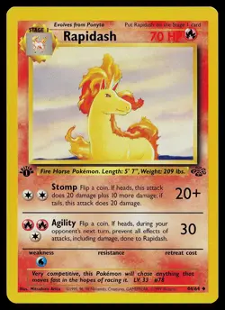 Pokemon Card - Rapidash Jungle 44/64 Uncommon 1st Edition - Image 1