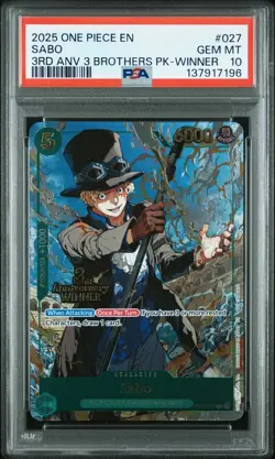 PSA 10 One Piece 3rd Anniversary Winner 3 Brothers Sequential (Ace, Sabo, Luffy) - Image 3