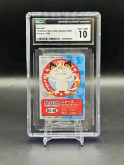 Meowth NO.98 Pokemon Kid's mini card Japanese NINTENDO BANDAI 1998 CGC 10 POP 1 - Image 1