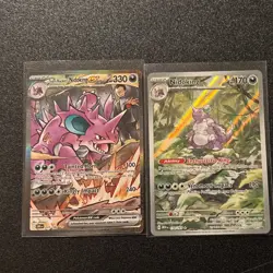 Pokemon TCG - Nidoking, Team Rocket Nidoking SIR & 151 - Holo English 2 Card Lot - Image 1