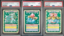 (PSA 9) 1997 Topsun Bulbasaur Ivysaur Venusaur Blue Back Japanese Pokemon Card - Image 1