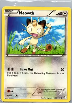 Meowth 106/149 Non Holo Boundaries Crossed - Pokemon Card - LP - Image 1
