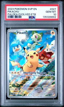 2023 POKEMON SVP EN-SV BLACK STAR PROMO #027 PIKACHU PSA 10 - Image 1