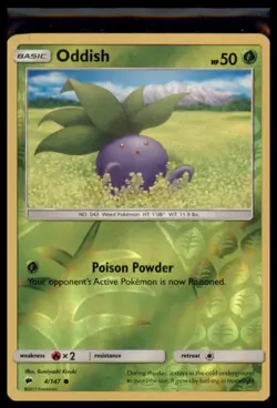 Pokemon - Oddish SM - Burning Shadows #4/147 - Reverse Holo NM - Image 1