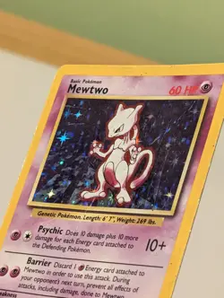 Pokemon Mewtwo 10/102 Holo Base Set Card - Heavily Played - Image 4