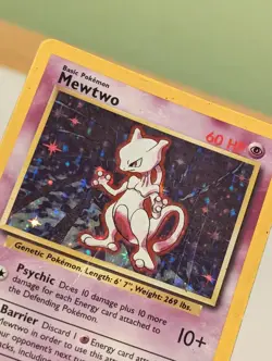Pokemon Mewtwo 10/102 Holo Base Set Card - Heavily Played - Image 5