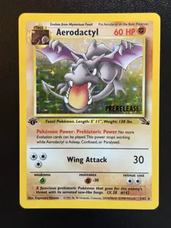 AERODACTYL Prerelease Pokemon Card - WOTC - 1st Edition Fossil 1/62 HOLO NM (C) - Image 1