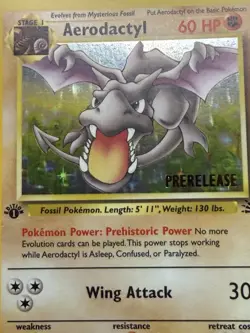 AERODACTYL Prerelease Pokemon Card - WOTC - 1st Edition Fossil 1/62 HOLO NM (C) - Image 5