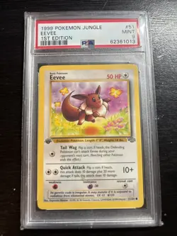 1999 Eevee 51/64 PSA 9 Pokemon 1st Edition Jungle WOTC Mint RC TCG Collector - Image 1